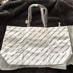 Victoria's Secret White Logo Tote Bag